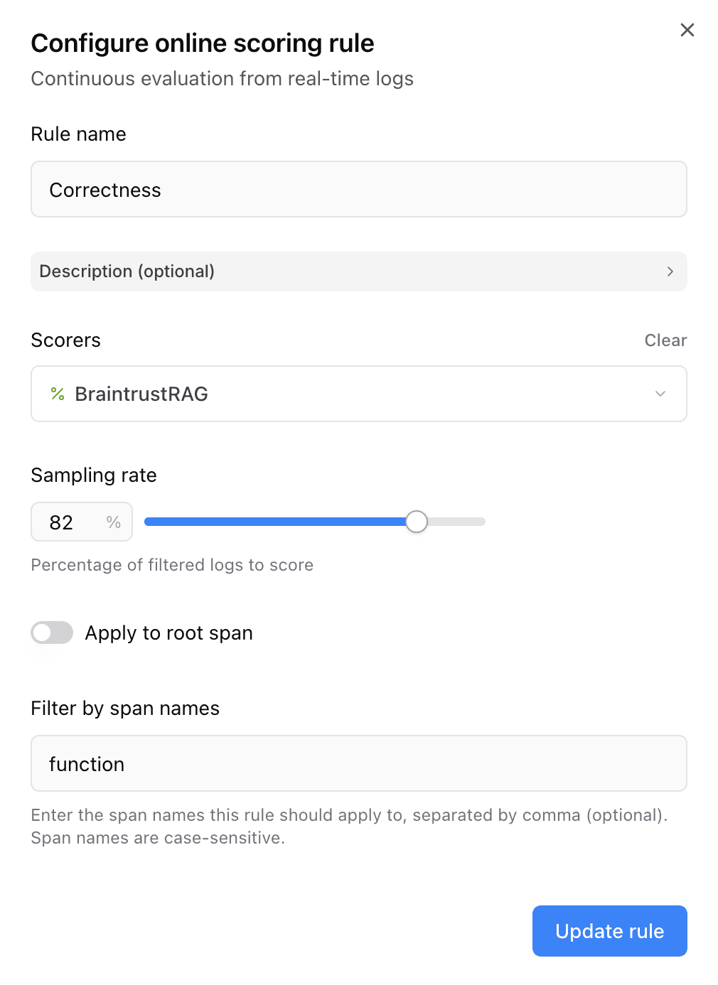 Configure score